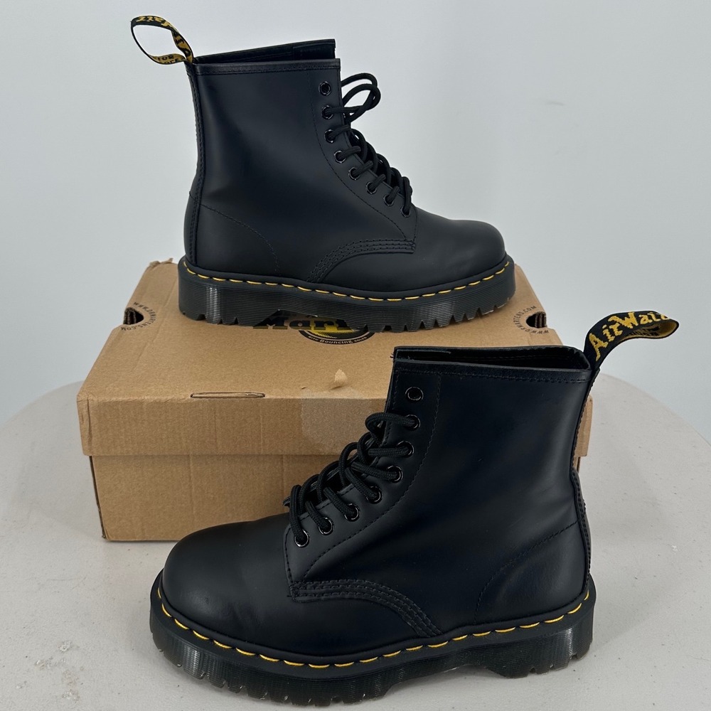 Dr. Martens 1460 Bex Smooth‎ Leather Platform Boots Black 25345001 Womens 8